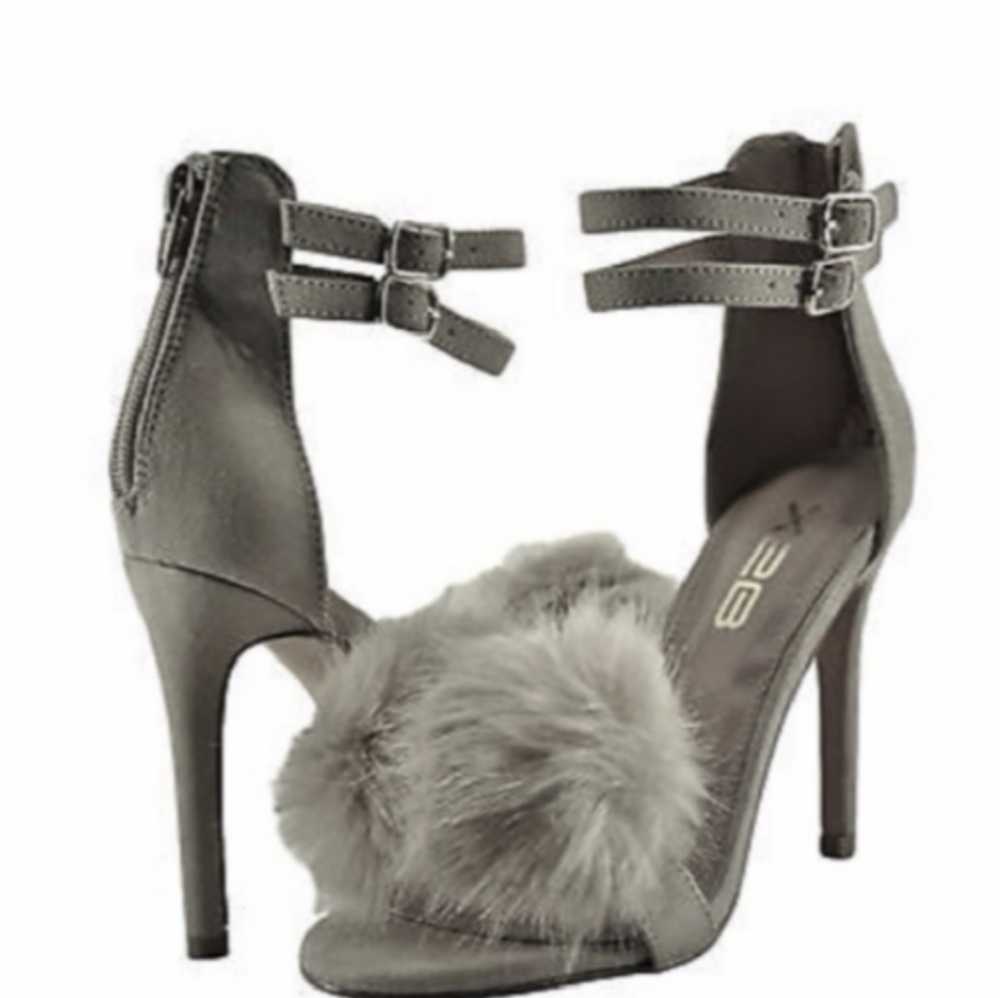 Women's Pom Pom Faux Suede Heels